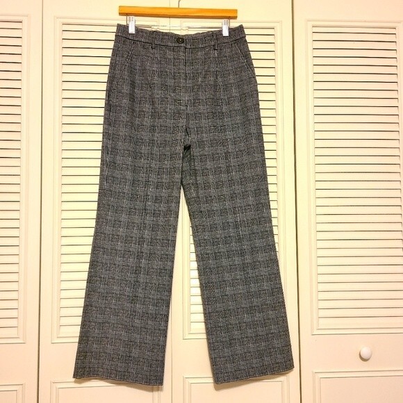 LA VIE Rebecca Taylor Glen houndstooth plaid high rise pants size 29 - Picture 2 of 5